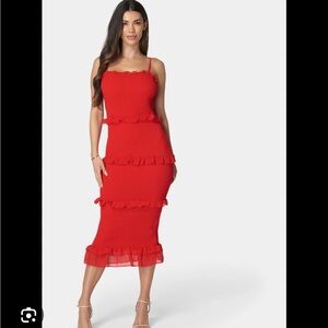 Bebe Red Maxi Dress with spaghetti straps NWT size small